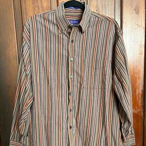 Alan Flusser striped multi-colored button down shirt L